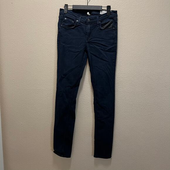 rag & bone Skinny Jeans Navy Blue Mid-Rise Dark Wash Cotton Stretch Size 28 - Picture 2 of 9